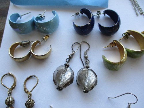 VINTAGE MODERN EARRINGS JEWELRY COLLECTION LOT HOOP DANGLE CLIP ON RHINESTONE - Picture 13 of 24