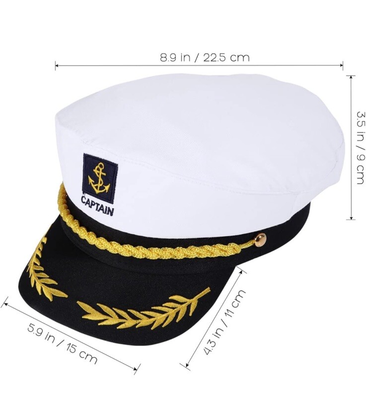Brand New White & Black Boat Ship Captain Hat Sailor Hat Brand New White & Black Boat Ship Captain Hat Sailor Hat