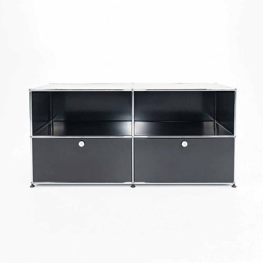 C. 2000 USM Haller Black Credenza with Two Pull Out Drawers 20 D x 60 L x 29 H