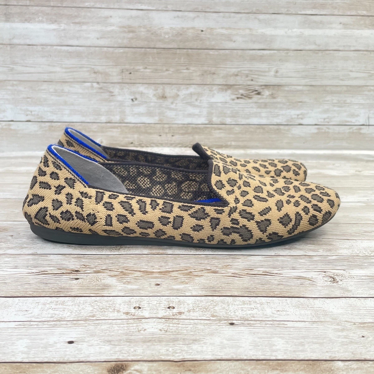 Rothys Womens 7.5 The Loafer Mocha Spot Leopard Animal Print Round
