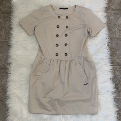 Thomas Burberry By Burberry Vintage Military Utility Mini Dress Tan Medium  | eBay