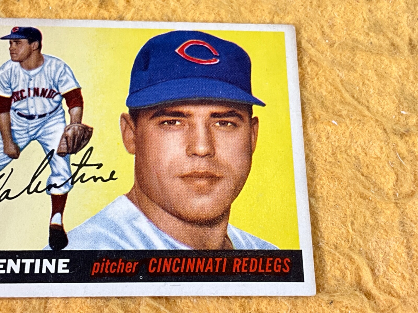 M1063 BASEBALL CARD CORKY VALENTINE CINCINNATI REDLEGS 1955