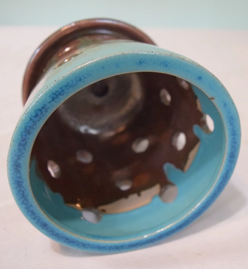 Jardinera de orquídeas de cerámica Allen & Roth esmaltada marrón y turquesa 5,5" X 5,5" Foto 4 de 4