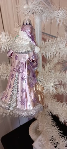 KURT ADLER-7" GLASS BELLISSIMO PERIWINKLE SANTA ORNAMENT-NEW IN BOX - Picture 5 of 6