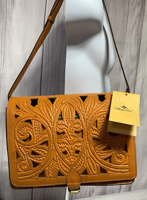 New Patricia Nash Leather Front Flap Western Salandra Gold Shoulder Bag NWT read