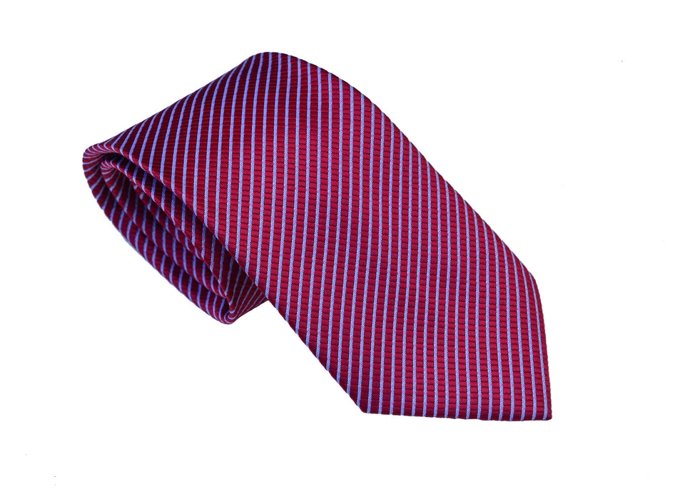 Мужской красный серебристый и темно-серый цвет полосатый тканый галстук - Изображение 2 из 4