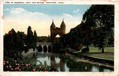 Memorial Arch, Bridge, Hartford, Trinity Stationery Co. Postcard