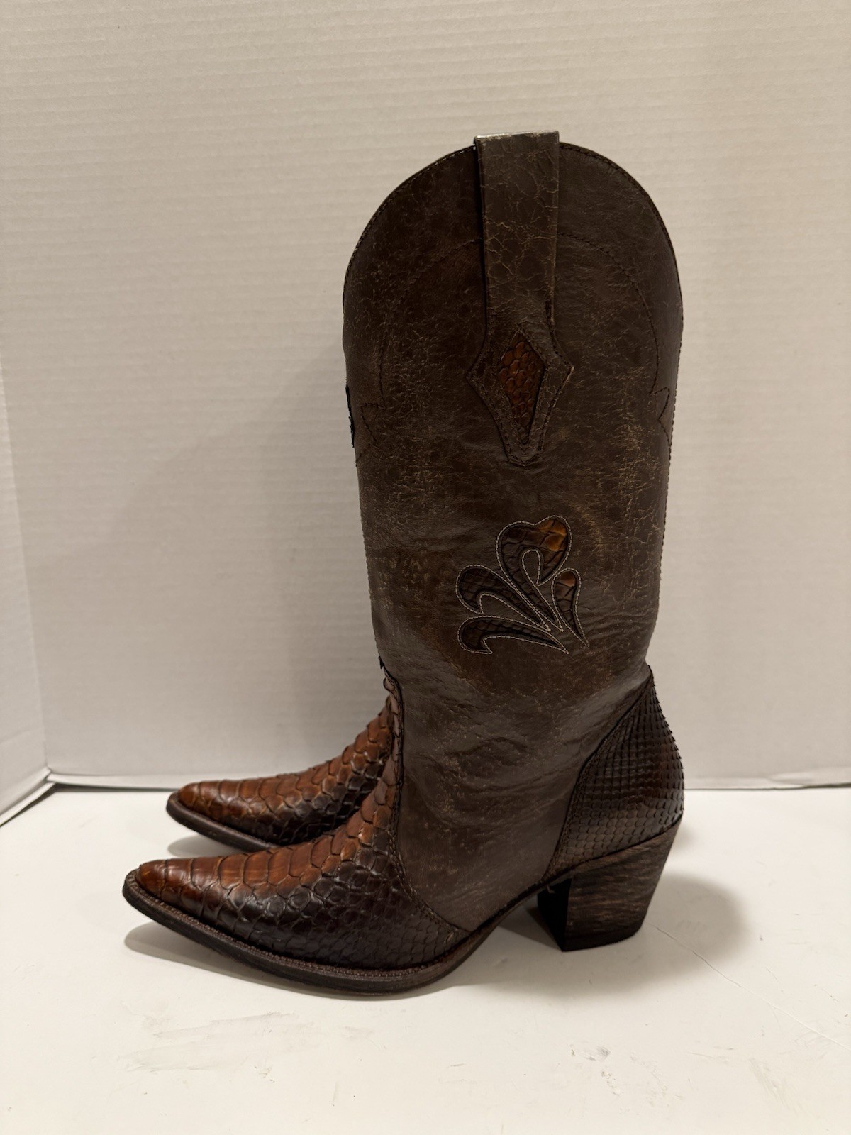 Dan Post Python/Leather Cowgirl Western Boots Emb… - image 9