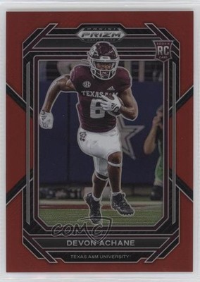 2023 Panini Prizm Draft Picks Red Prizm /299 De'Von Achane #117 Rookie RC 12ty