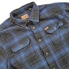 Orvis Men's XL Jacket Shacket Flannel Thick Blue Plaid Hunting Outdoor Hiking