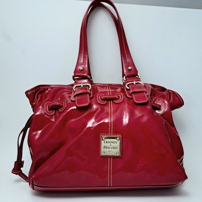 Dooney & Bourke Chiara VTG Y2K Red Glossy Patent Leather Drawstring Shoulder Bag