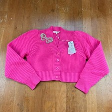 BNWT LoveShackFancy Pink Larsa Crop Cardigan Size Large Rrp £425
