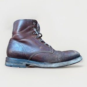 Frye Mens Sz 11D Bowery Lace-Up Boots Brown Leather Side Zip Military Utility Men main image 3