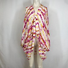 Anthropologie One Size Draped Kimono Duster Abstract Print Pink Yellow
