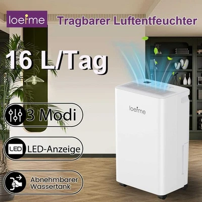 LOEFME 16L/Tag Electric Dehumidifier Ultra Leiser Raumentfeuchter 24H Timer 40㎡ 3J. Gar