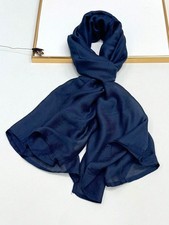 4 Navy Soft Solid Hijab Shawl Breathable Elegant Headwrap Daily Wear