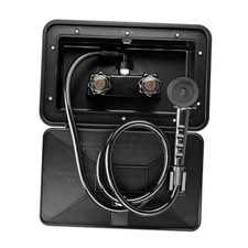 Exterior Shower Box Kit, Black ABS Faucet Hose Camper Trailer Cowboy Shower