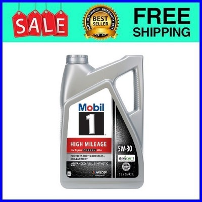 Mobil 1 High Mileage Full Synthetic Motor Oil 5W-30 5 Qt Fast Ship USA
