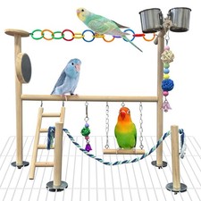 Small Bird Playground Natural Wood for Top of Cage Bird Perch Stand for Parro...