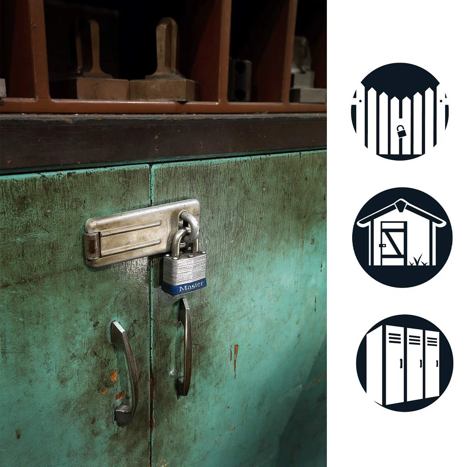 Master Lock 3EURD Lucchetto Scanalato a Chiave, blu e argento, 5,9 x 4 x 2, 5PHj - Immagine 2 di 4