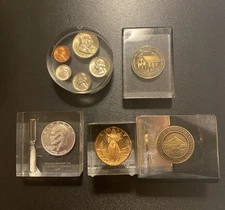 Plastic encased coin lot including 90% silver
