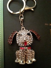 Metal Articulated Dog Keychain/ Bag Charm Made From Austrian Crystal,Enamel