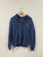 Vintage Polo Ralph Lauren 1/4 Zip Sweater Men's XL Cable Knit Cotton Sweater