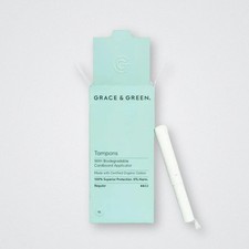 Tampons En Coton Bio REGULAR Grace & Green 18 Pièces + Applicateur Biodegradable