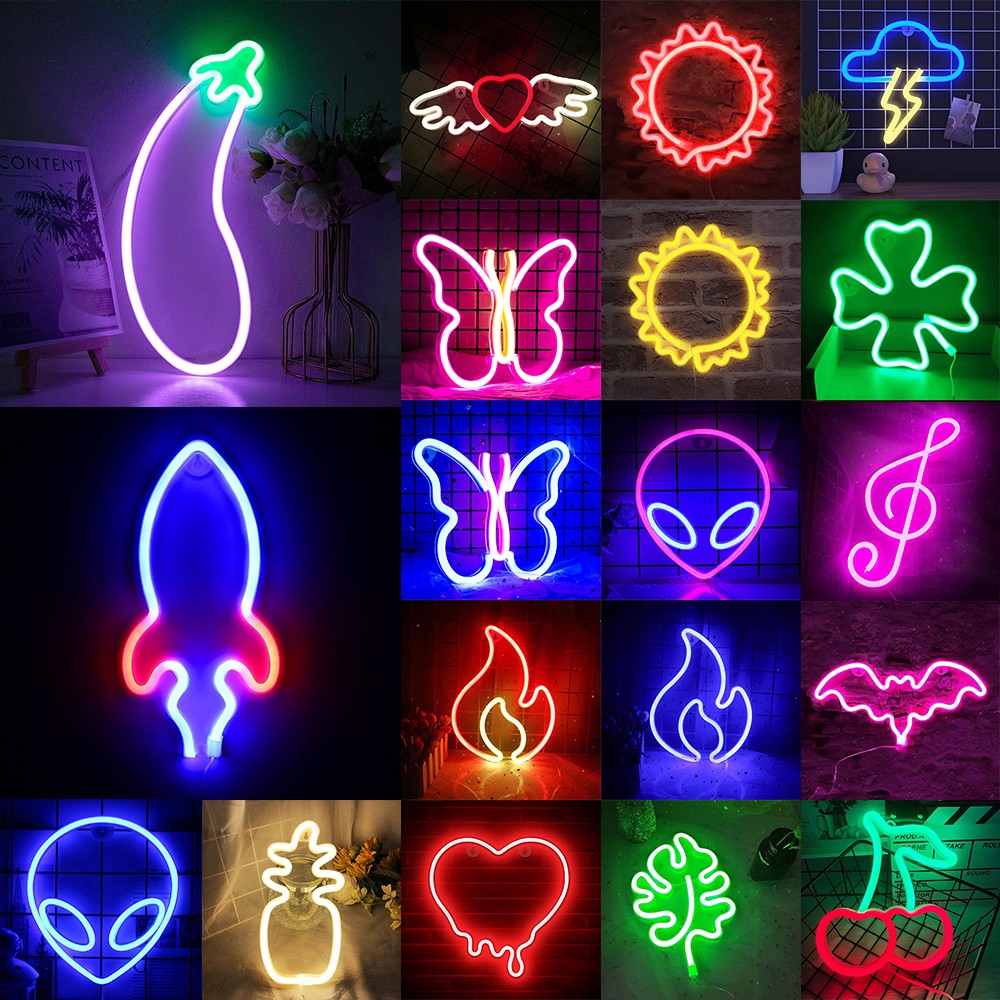 LED Neon Schild Nacht Licht Beleuchtung Deko Lampe Leuchtschild Wandleuchte DE