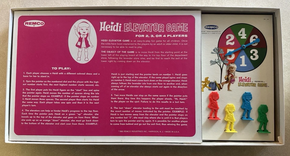 Vintage 1965 Heidi Elevator Game Remco Industries Board Game - Image 3 of 4