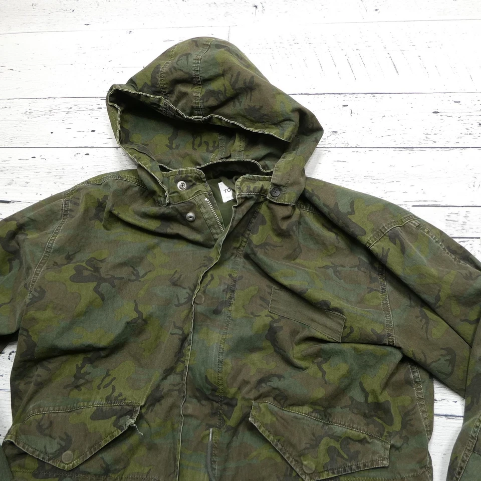 Chaqueta Topman Para Hombre Grande Verde Ejército Camuflaje Con Capucha Cola de Pescado Parka Abrigo de Algodón Foto 2 de 4
