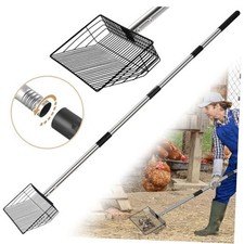 10inch Large Metal Chicken Poop Scooper, 24 to 68" Long Chicken Coop Litter