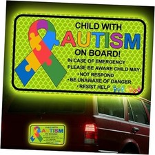 3-Pack Child with Autism On Board Car Magnets- Autism Awareness Accessories