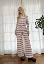 1970s Striped Bell Bottom Jumpsuit Boho Hippie