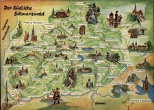 Southern Black Forest Map vintage postcard h709