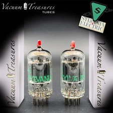💎 5963 SYLVANIA Red Tip NOS AMPLITREX Matched Pair - USA 12AU7 ECC82 Tubes '49