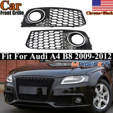 Fit For 2008-12 Audi A4 B8 RS4 Style Honeycomb Mesh Fog Light Grill Grille Cover