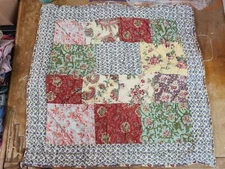 Pottery Barn "Red/Purple Floral Patchwork" Quilted Euro Pillow Cover