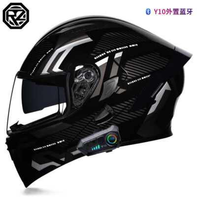 Dual Lens Motorcycle Bluetooth Intercom Helmet Off Road Flip Up Motorbike Helmet