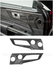 For 24-Up Ford Mustang Interior CARBON FIBER Inner Door Speaker Panel Trim Cover