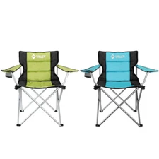 Portable Camping Chair Padded Folding Chair Outdoor Outside Arm Chair Green/Blue