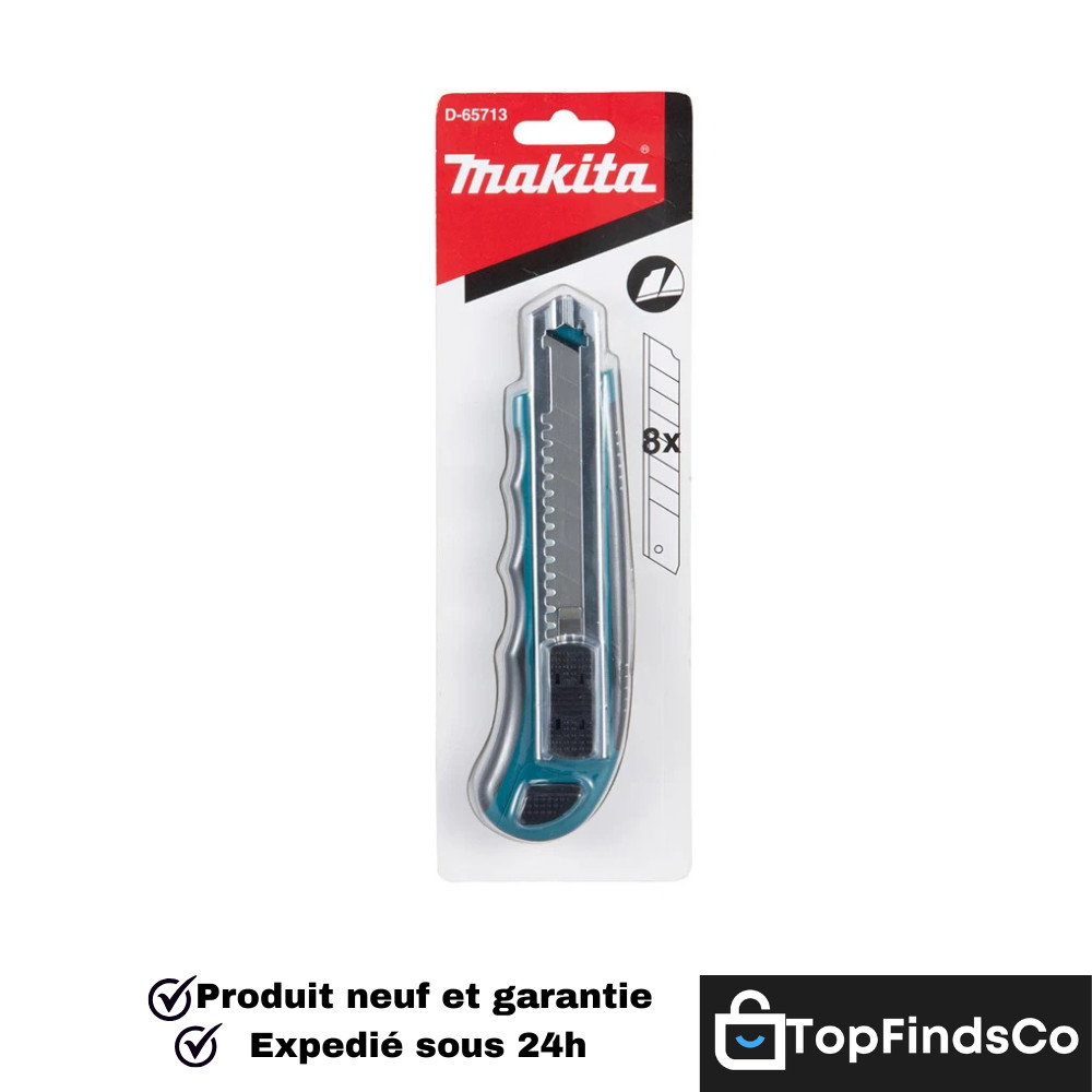 Couteau 18mm Makita rétractable avec système slide lock et chargement facile