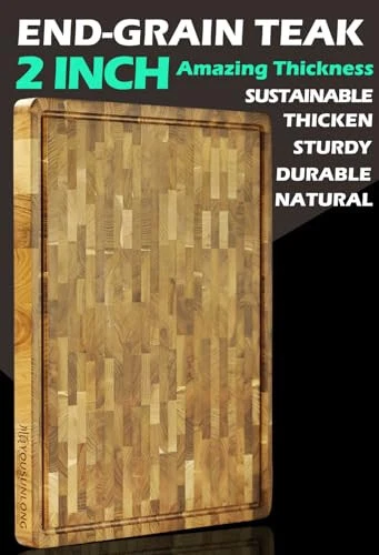Cutting Board - XXL Large End-Grain Teak Butcher Block - 24"L x 18"W x 1.5"Th - - Image 4 of 4