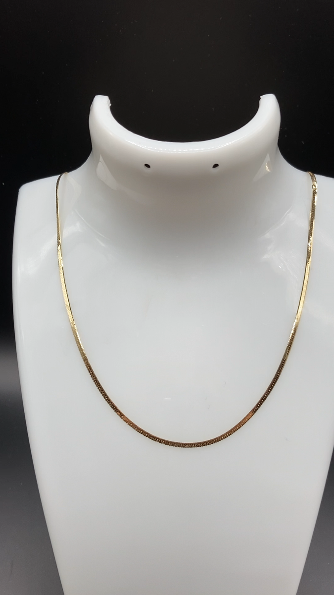Solid 14Kt Gold Herringbone necklace real 14 karat gold necklace