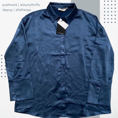 4th Reckless Men's Blue Silk-like Long Sleeve Shirt NWT