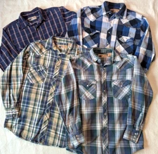Big Mac VTG 90s Heavy Cotton Plaid Pearl Snap Flannels Lot of 4 Size Medium Tall