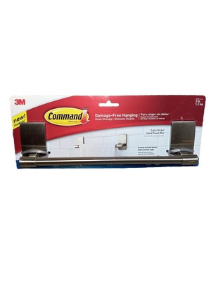 Command Brand Hand Towel Bar Satin Nickel 1-Towel Bar Rust Resistant