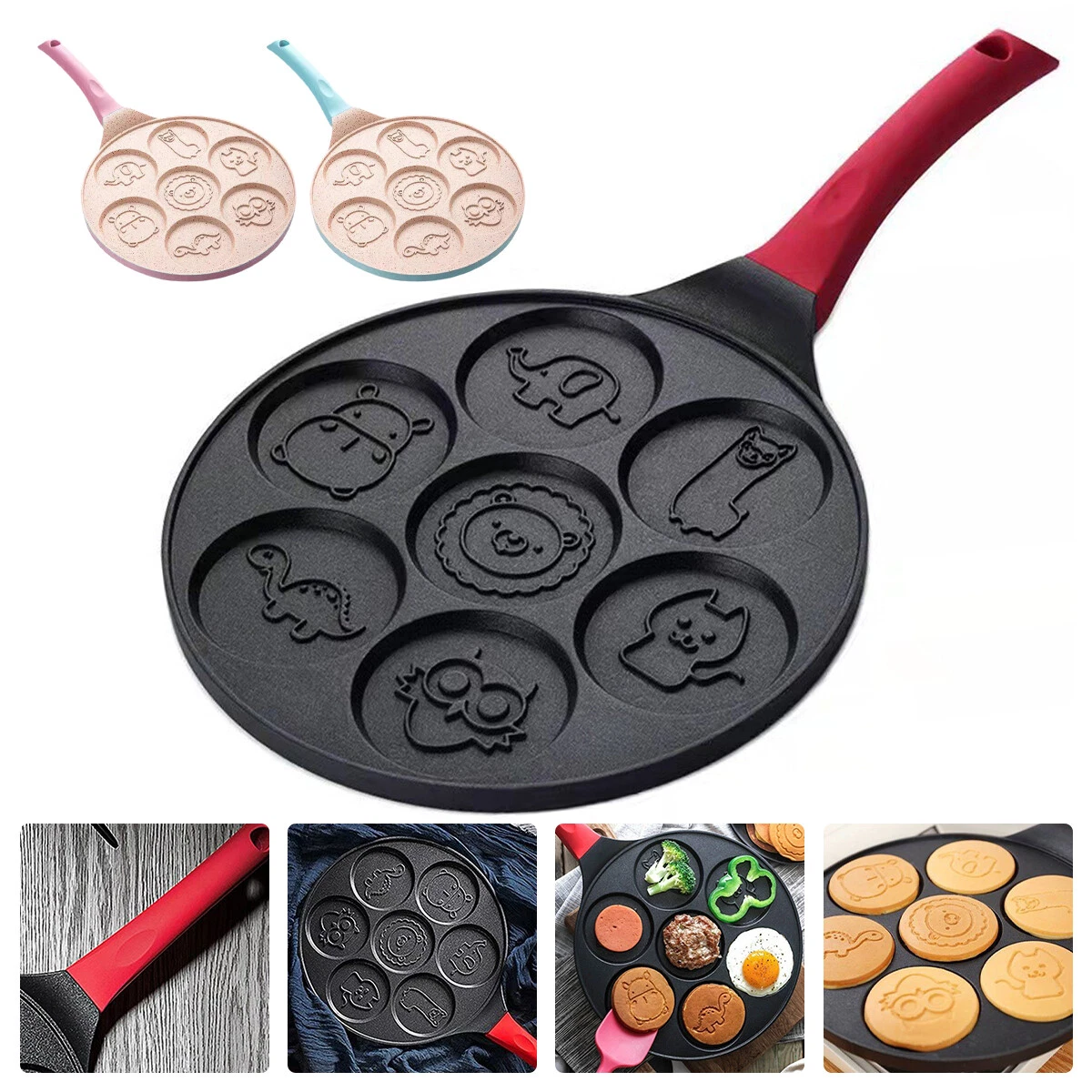 Pancake Maker Pan Griddle Pancake Pans Molds for Kids Nonstick Pancake  Griddle Pan with 7 Animal Shapes Cooking Utensils