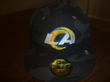 LOS ANGELES RAMS NEW ERA 59FIFTY NFL BLACK CAMO FITTED HAT SIZE 7 1/8 NWT