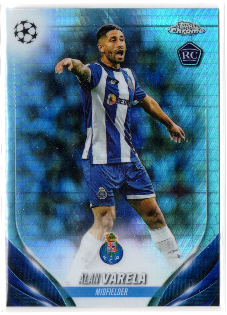 Alan Varela 2023 Topps Chrome UEFA Club Aqua Prism Refractor #55 RC